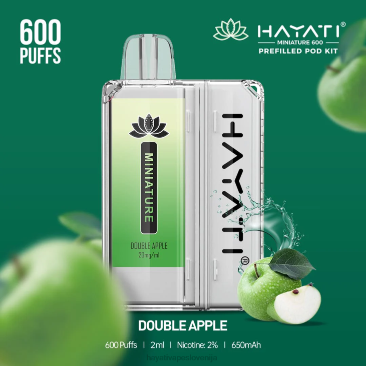 Hayati flavour vapes - Hayati Miniature 600 kompletov strokov dvojno jabolko NNNF32