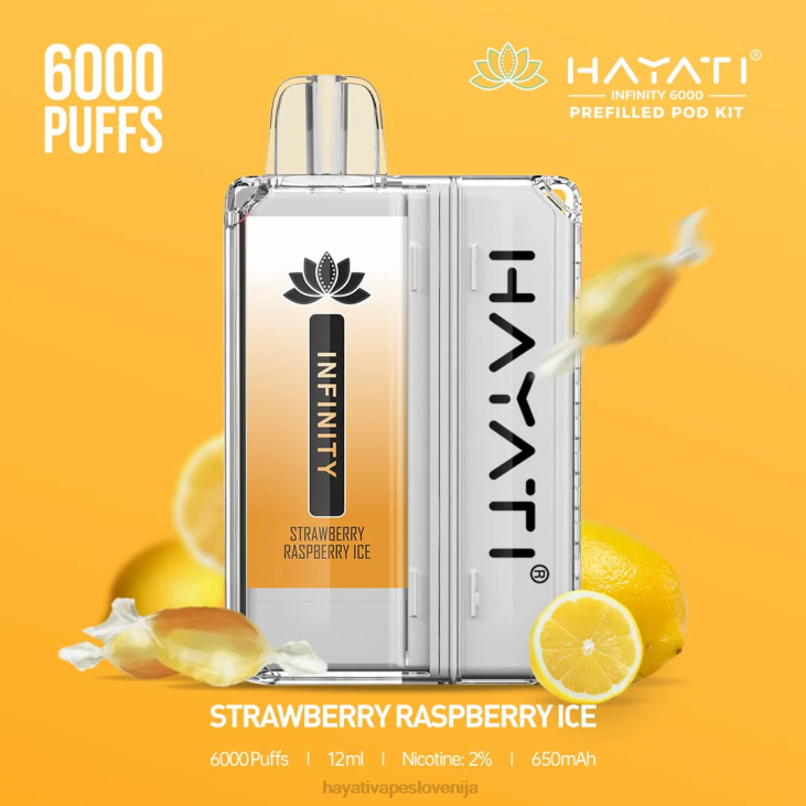 Hayati Slovenija - Hayati Infinity 6000 kompletov strokov jagodno malinov led NNNF161