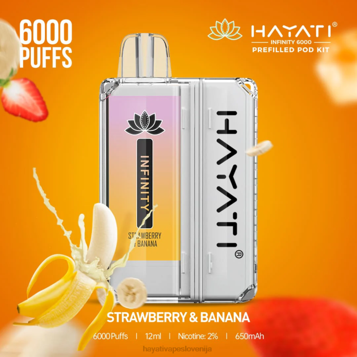 Hayati flavour list - Hayati Infinity 6000 kompletov strokov jagoda & banana NNNF159
