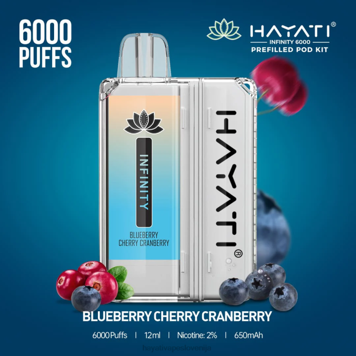 Hayati vape liquid - Hayati Infinity 6000 kompletov strokov borovnica češnja brusnica NNNF145