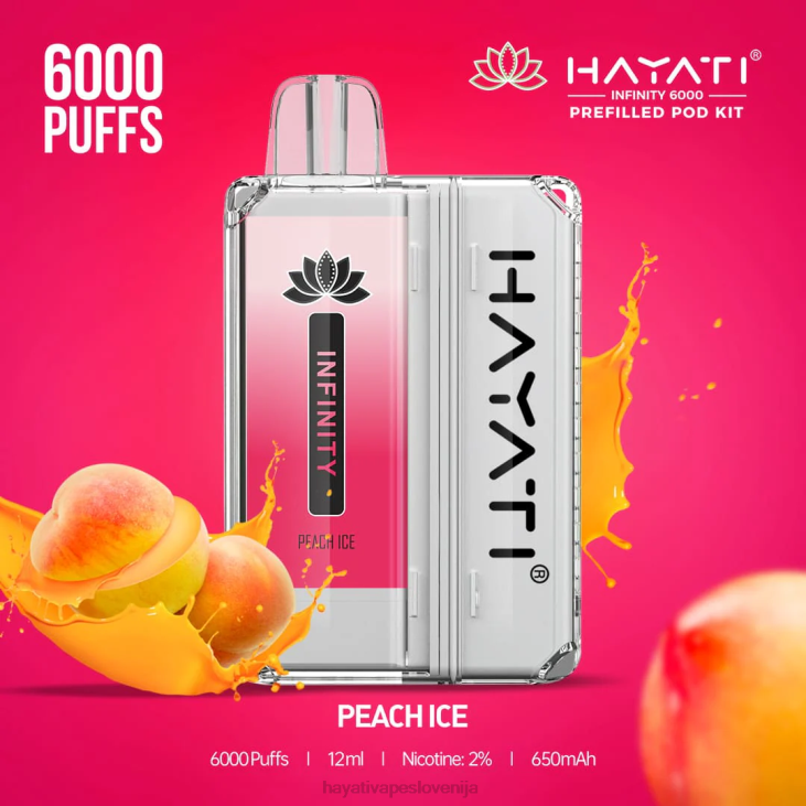 Hayati vape liquid - Hayati Infinity 6000 kompletov strokov breskov led NNNF155