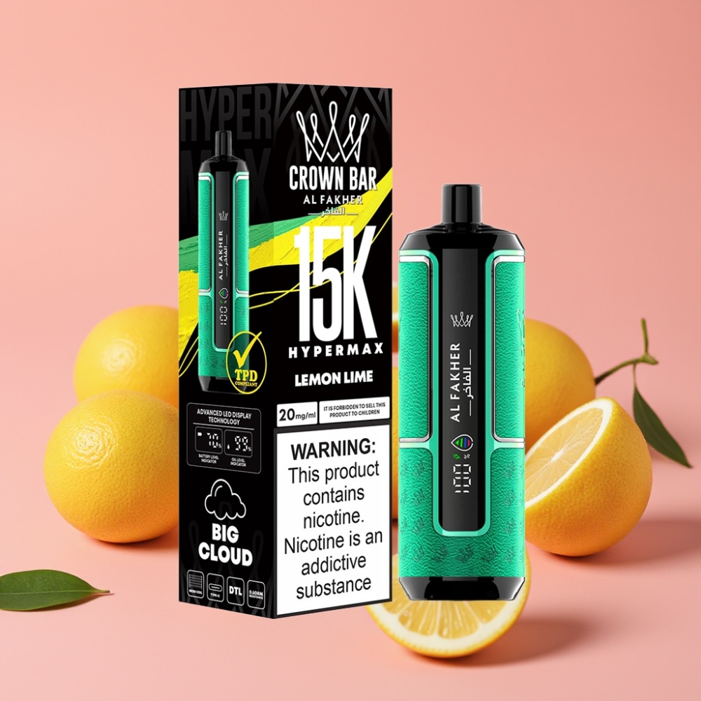 Al Fakher Crown Bar 15K Hypermax Disposable Vape Kit Limeta in Limona – 22ml, 600mAh, 15.000 vdihov