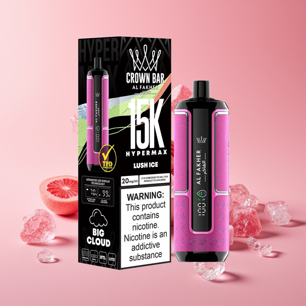 Al Fakher Crown Bar 15K Hypermax Disposable Vape Kit Luch Ice 22ml 15.000 vlečkov 6mg/ml