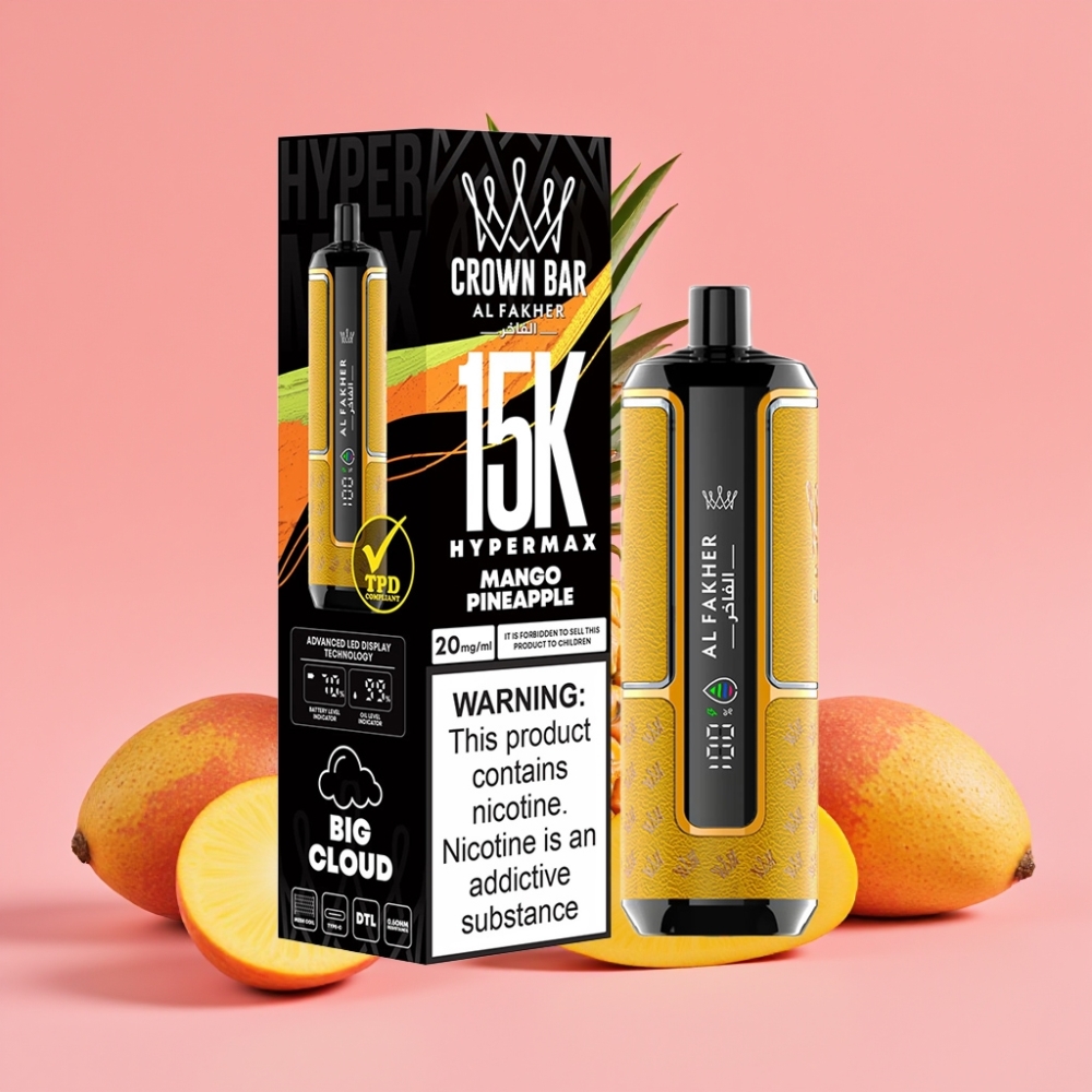 Al Fakher Crown Bar 15K Hypermax Disposable Vape Kit Mango Ananas, 22ml, 15.000 vdihov