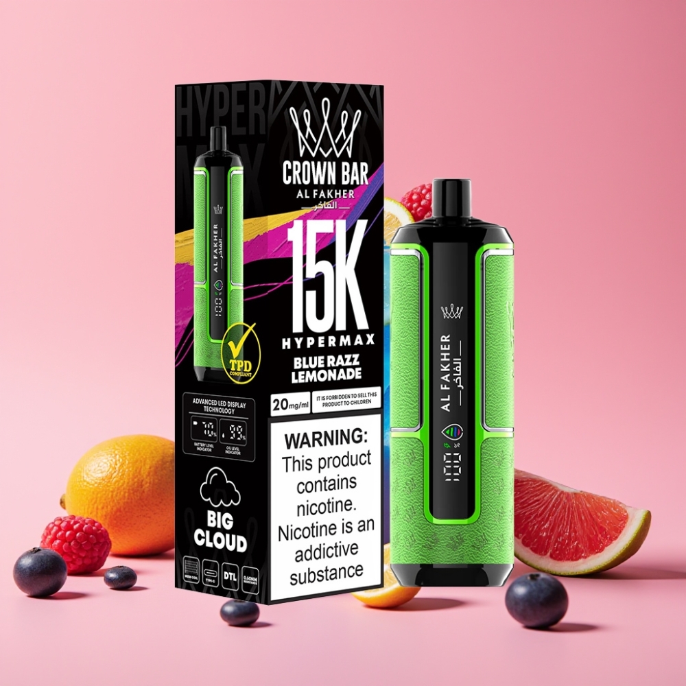 Al Fakher Crown Bar 15K Hypermax Disposable Vape Kit Modra Malina Limonada 22ml/600mAh/15K pufov