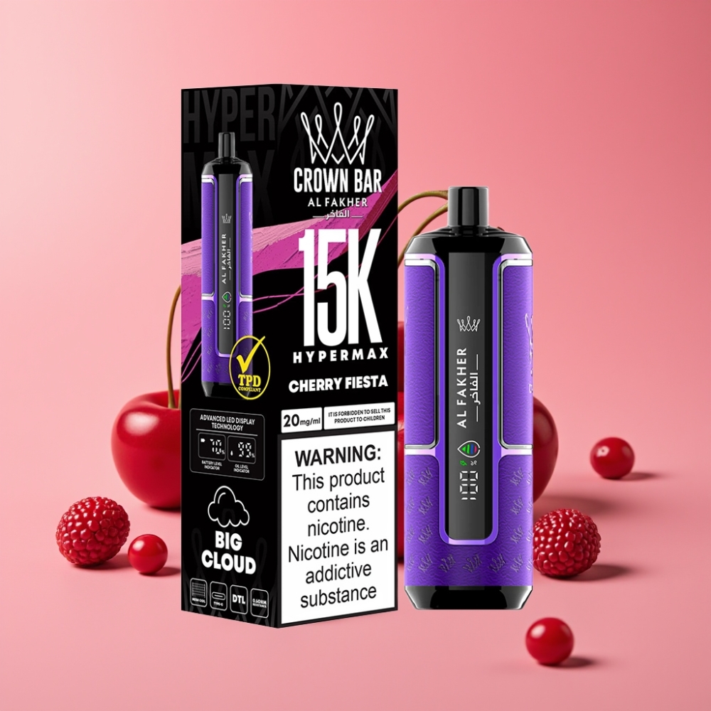 Al Fakher Crown Bar 15K Hypermax Disposable Vape Kit Češnjeva fiesta, 22ml, 15000 potegov