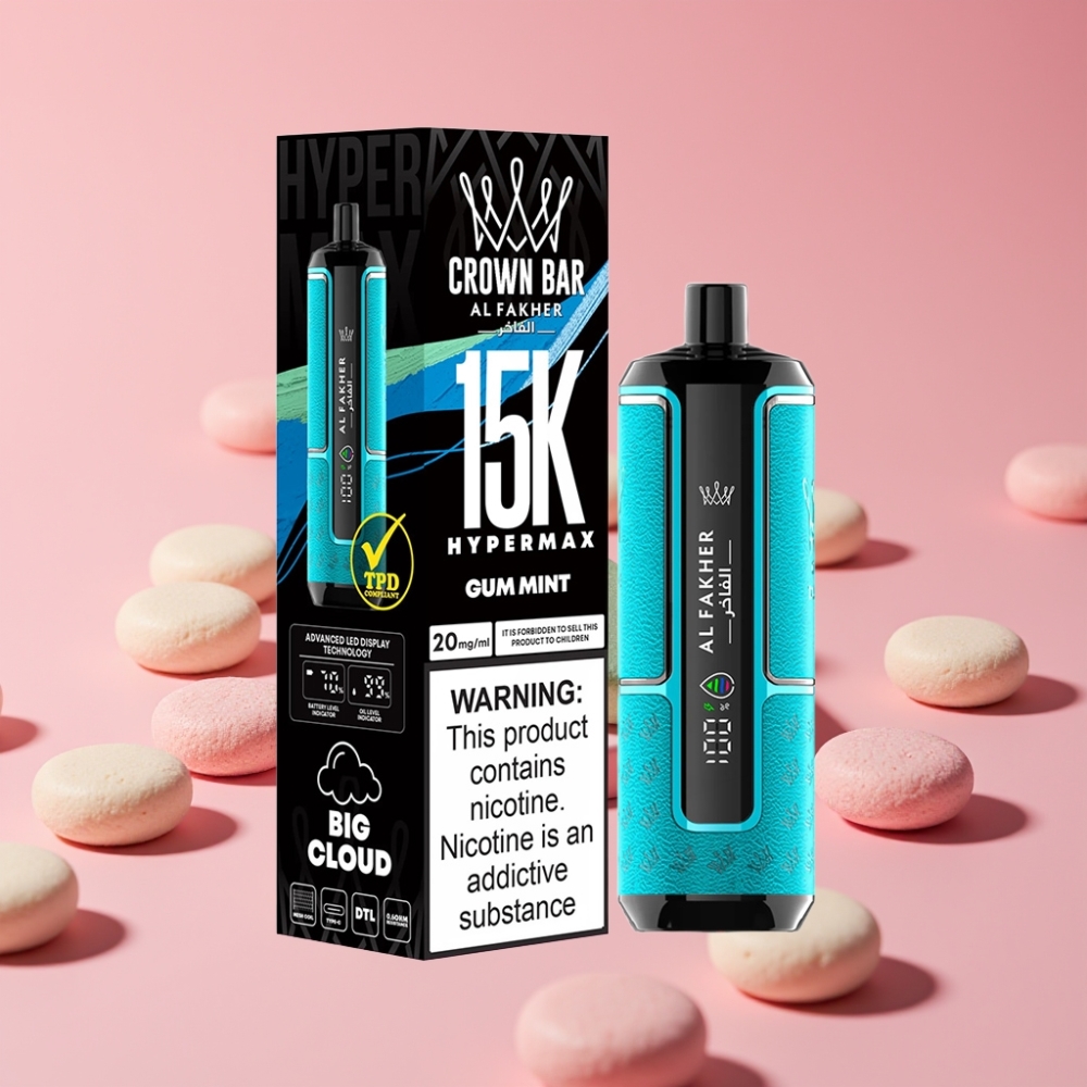 Al Fakher Crown Bar 15K Hypermax Disposable Vape Kit Žvečilna Meta 22ml 15.000 potegov