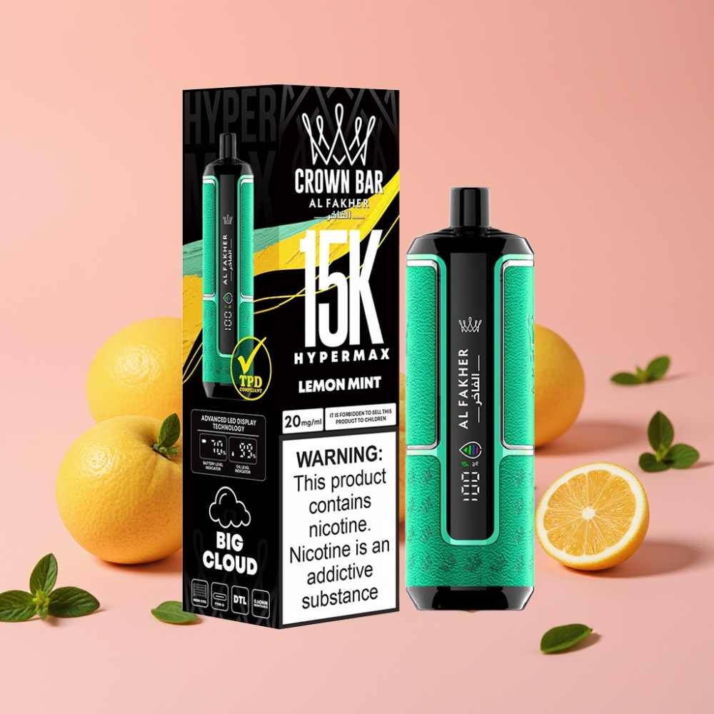 Al Fakher Crown Bar 15K Hypermax Enkratna Vape Kit Limeta Meta, 22ml, 600mAh, 15.000 vdihov