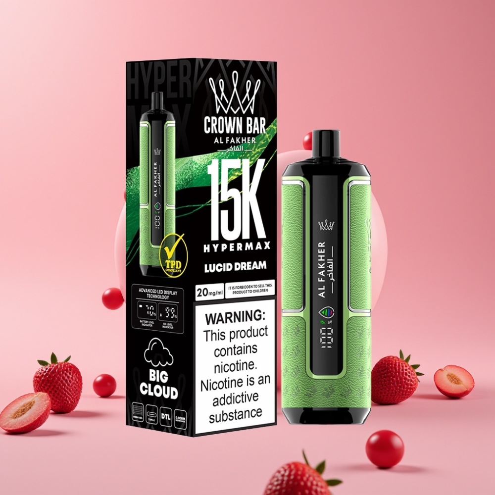 Al Fakher Crown Bar 15K Hypermax Enkratna Vape Kit Lucid Dream, 22ml, 600mAh, 15.000 vdihov
