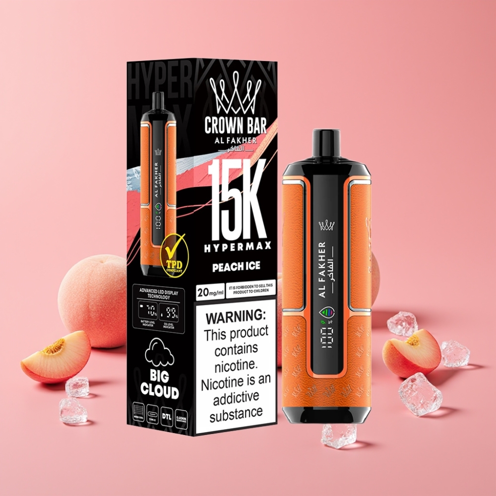 Al Fakher Crown Bar 15K Hypermax Peach Ice, 22ml, 600mAh, 15.000 povdihov