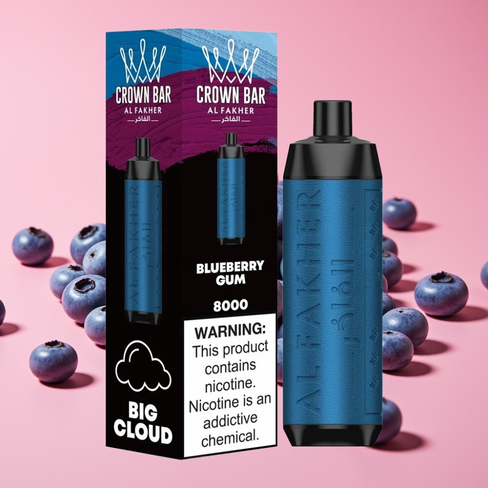 Al Fakher Crown Bar 8000 Crystal Disposable Vape Borovnični Gumij, 18ml, 8000 povlekov, USB-C