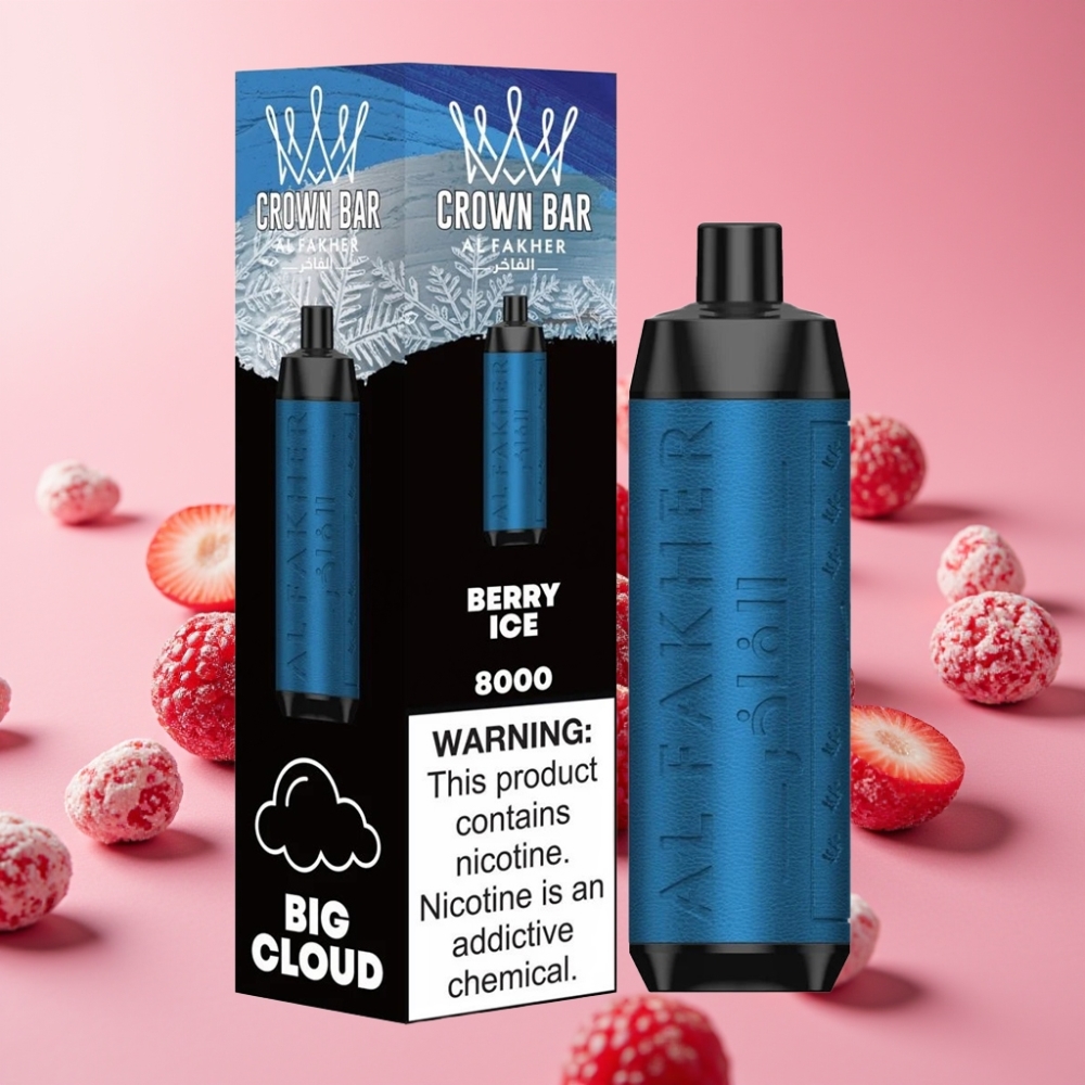 Al Fakher Crown Bar 8000 Crystal Disposable Vape Jagoda Led, 18ml, 5mg, 8000 potegov