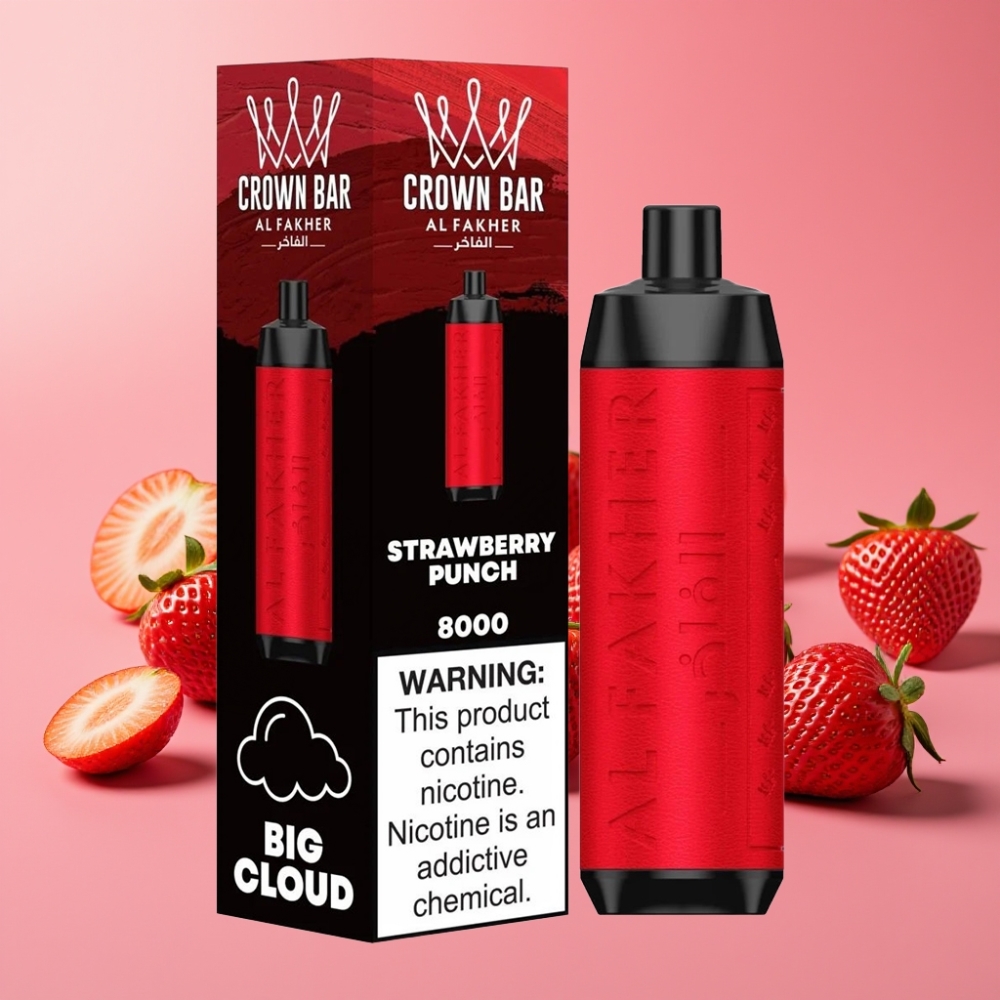 Al Fakher Crown Bar 8000 Crystal Disposable Vape Jagoda Punč, 18ml, 5mg, 8000 potegov