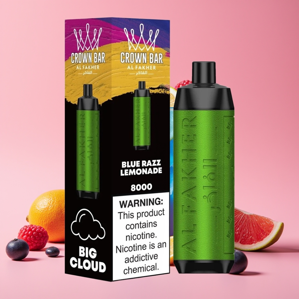Al Fakher Crown Bar 8000 Crystal Disposable Vape Modra Malina Limonada, 18ml, 8000 potegov