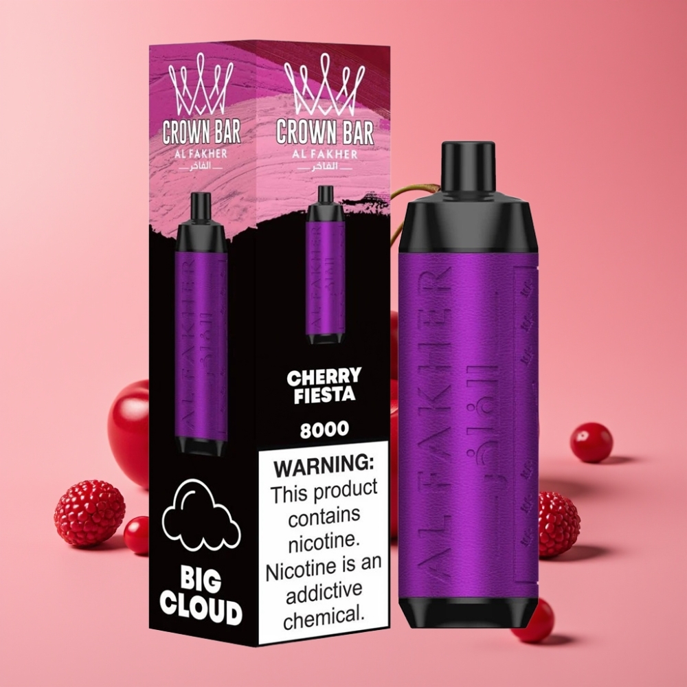 Al Fakher Crown Bar 8000 Crystal Disposable Vape Češnjeva Fiesta, 18ml, 8000 potegov