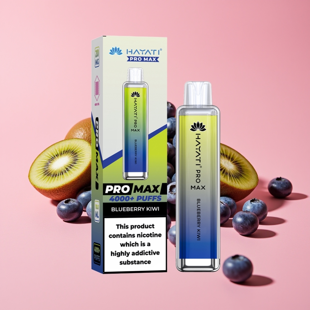 Hayati Pro Max 4000 Puffs Disposable Vape Borovnica Kivi, 5% Nikotina, 1400mAh, LED