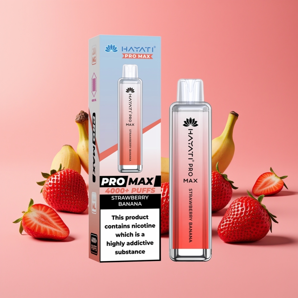 Hayati Pro Max 4000 Puffs Disposable Vape Jagoda Banana, 5% Nikotin, 1400mAh