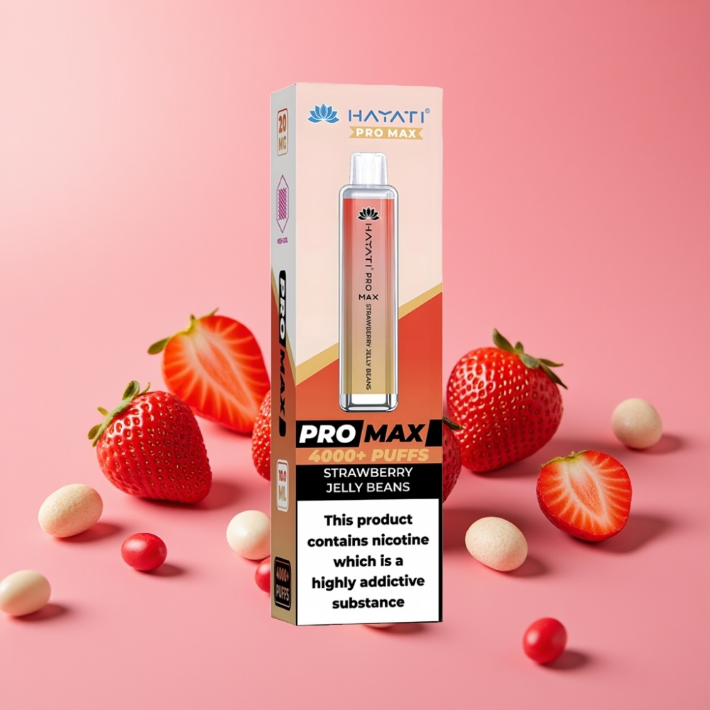 Hayati Pro Max 4000 Puffs Disposable Vape Jagodni Žele Bonboni, 2ml/10ml, 1400mAh, 5% Nikotina