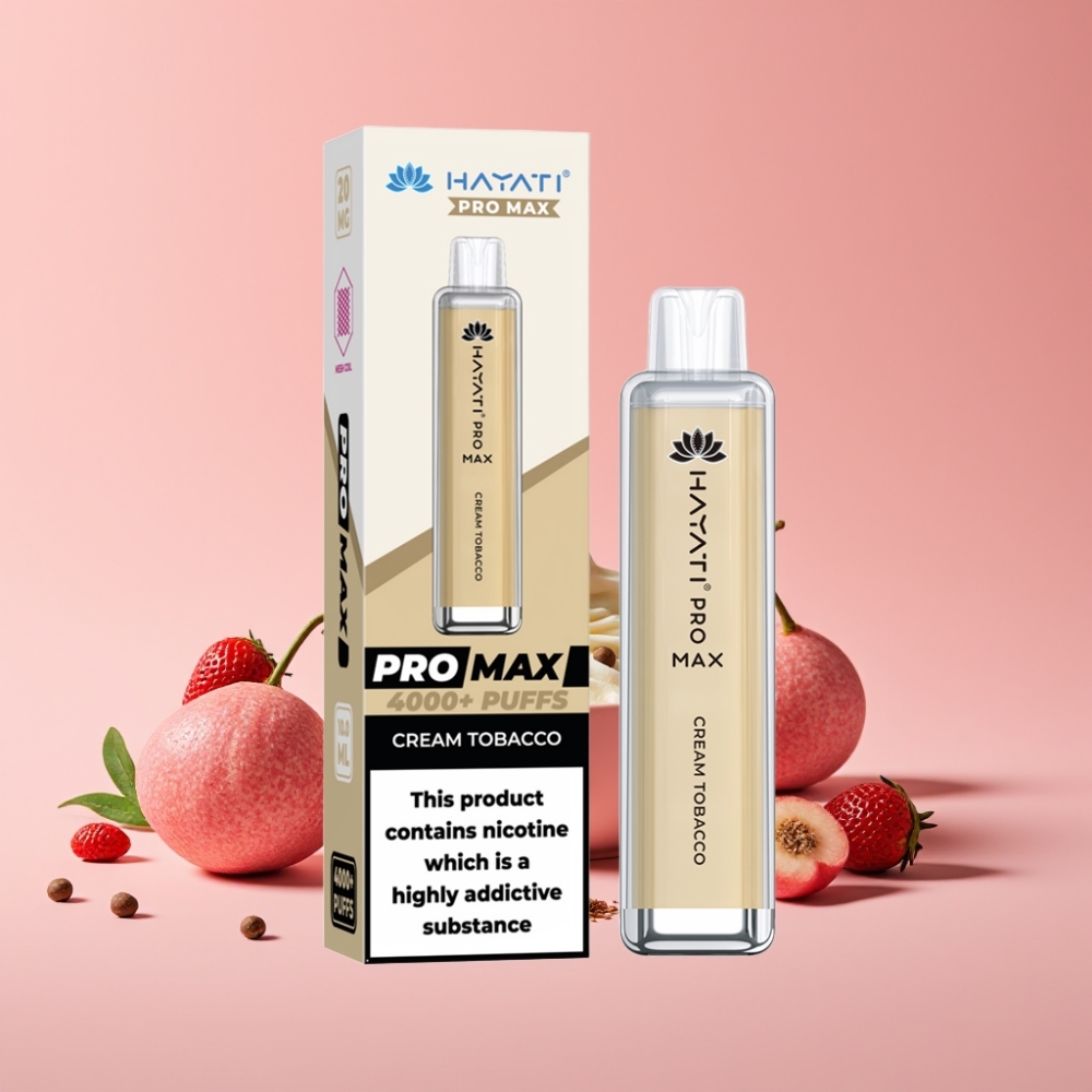 Hayati Pro Max 4000 Puffs Disposable Vape Kremasti Tobak, 5% Nikotin, 1400mAh