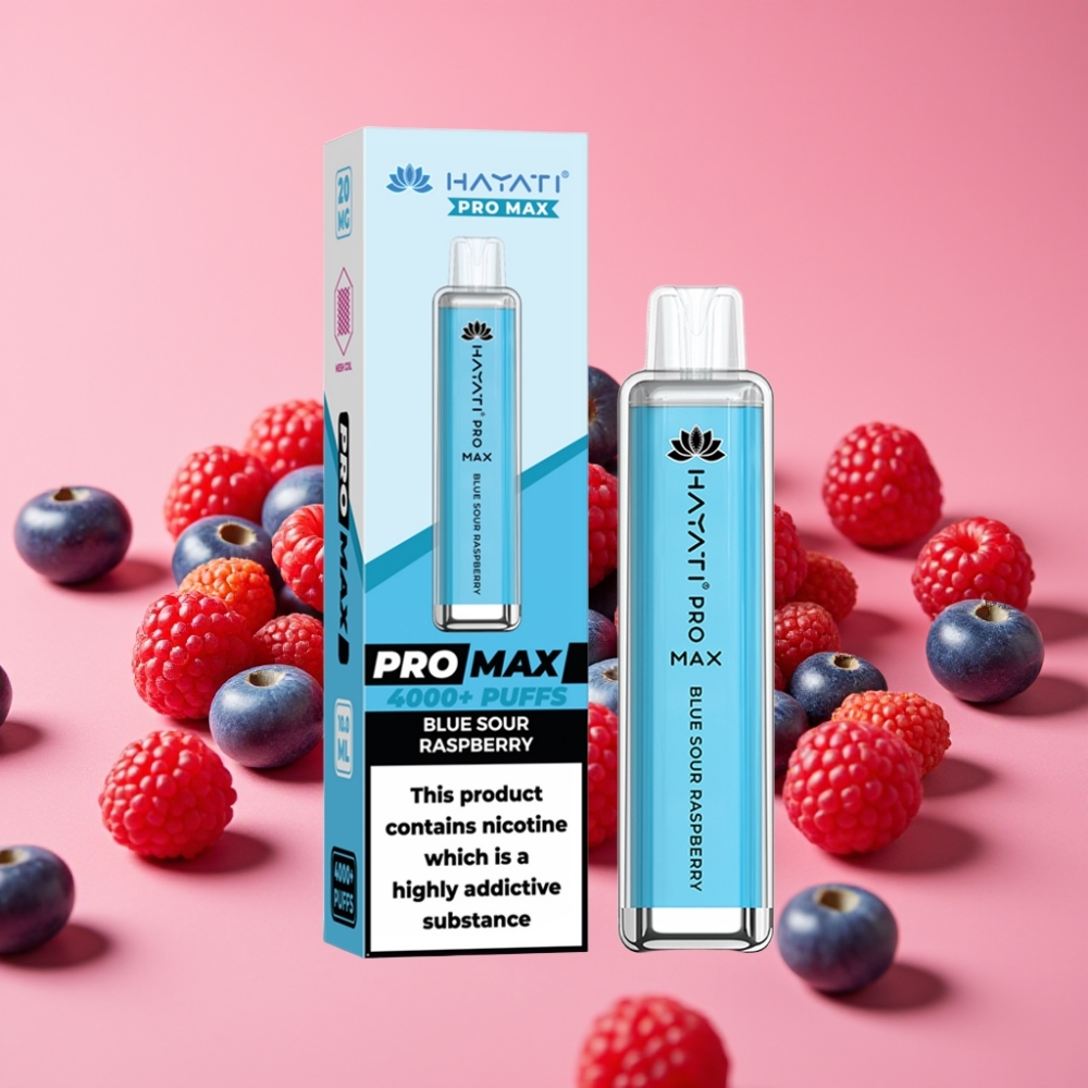 Hayati Pro Max 4000 Puffs Disposable Vape Modra Kisla Malina, 2ml/10ml, 1400mAh, 2%/5% Nic
