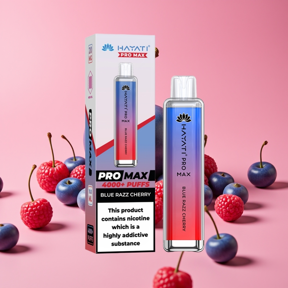 Hayati Pro Max 4000 Puffs Disposable Vape Modra Malina Češnja, 5% Nikotina, 1400mAh, 2ml