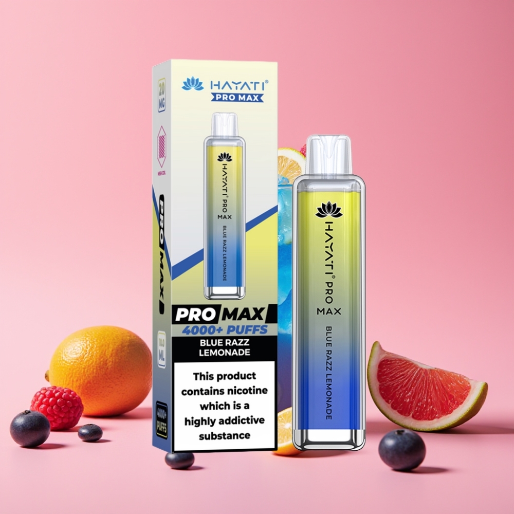 Hayati Pro Max 4000 Puffs Disposable Vape Modra Malinova Limonada, 5% Nikotina, 1400mAh