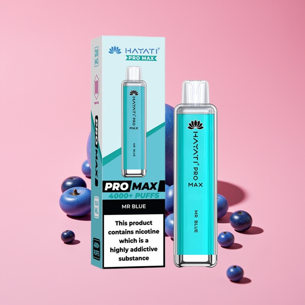Hayati Pro Max 4000 Puffs Disposable Vape Modri + 5% Nicotine, 1400mAh, 2ml