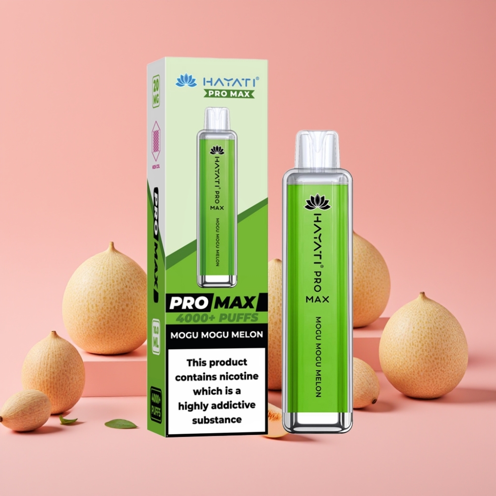 Hayati Pro Max 4000 Puffs Disposable Vape Mogu Mogu Melon, 5% Nikotin, 1400mAh, 2ml