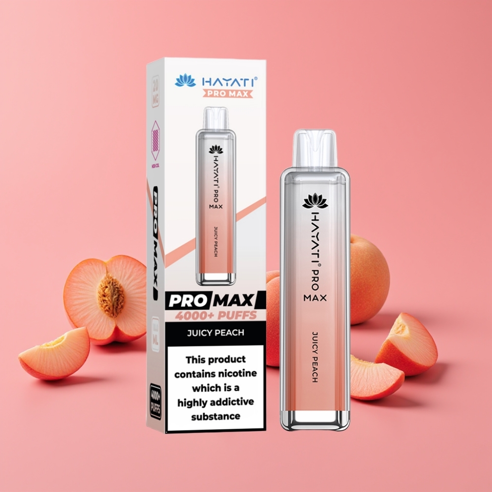 Hayati Pro Max 4000 Pufi Dispozabilna Vapa Sočna Breskev, 5% Nikotina, 1400mAh
