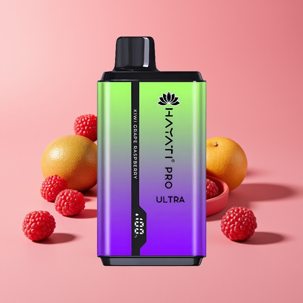 Hayati Pro Ultra 15000 Puffs Disposable Vape Kivi Grozdje Malina 15000+ ponovitev 2×12ml 2%