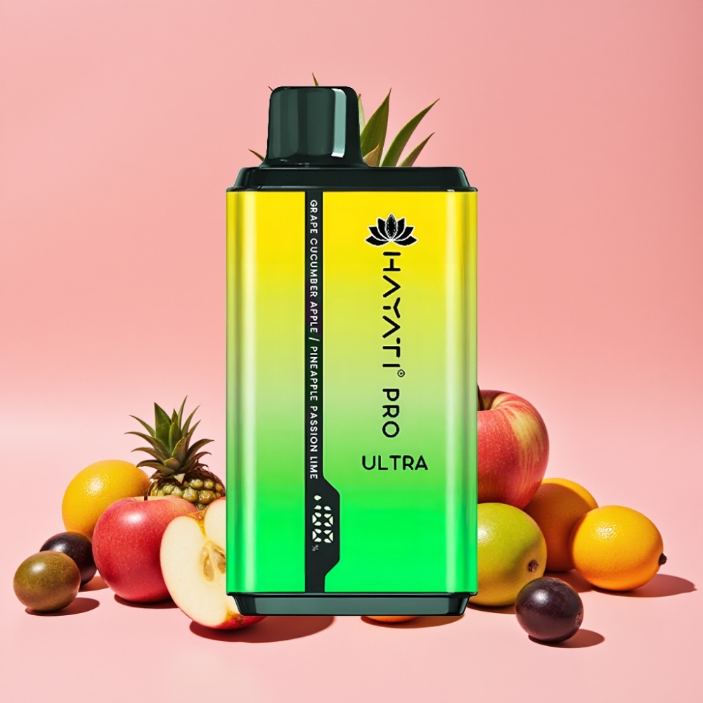 Hayati Pro Ultra 15000 Puffs Grozdje Kumareca Jabuka Ananas Pasijonka Lim, 2×12ml, 2%