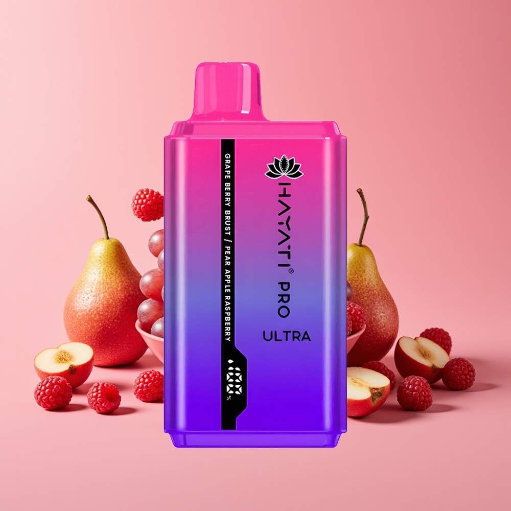Hayati Pro Ultra 15000 Puffs Grozdno-Jagodni Izhbruh Hruška Jabolko Malina 2×12ml 2% 49 okusov