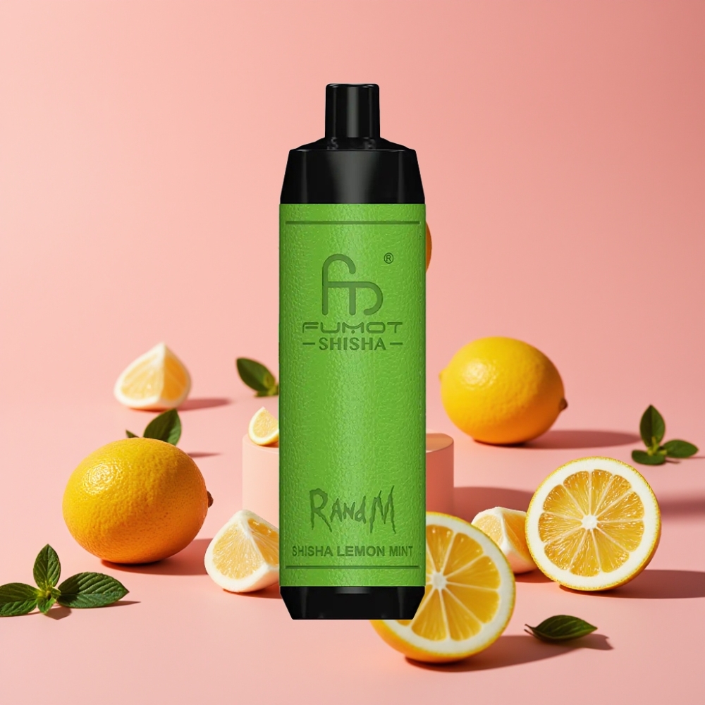 RandM Fumot Shisha 10000 Puffs Disposable Vape Šiša Limonin Menta, 18ml, 850mAh, 0.6ohm