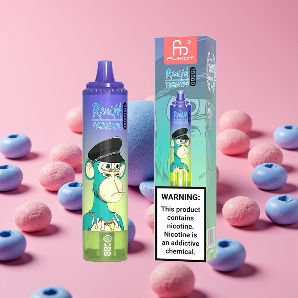 Fumot RandM Tornado 15000 Puffs Borovnični Bubble Gum 25ml 850mAh 0.9 Ohm Mesh