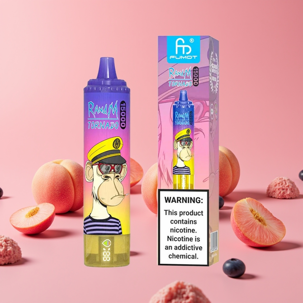 Fumot RandM Tornado 15000 Pufov 25ml 850mAh Mehko Modro Breskve Bonbon