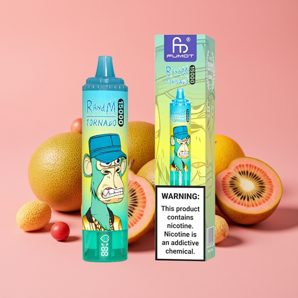 Fumot RandM Tornado 15000 Pufov, Kiwi Pasijonka Guava, 25ml, 850mAh, 0,9 Ohm Mesh