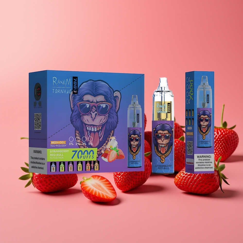 Fumot Tornado 7000 Disposable Vape Jagoda Red Bull, 7000 Puffov, 14 ML, Mesh Coil
