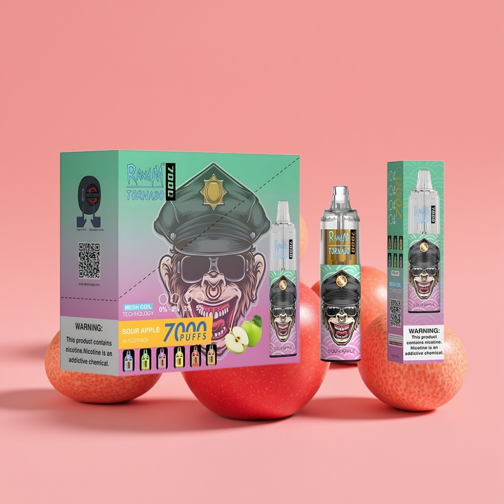 Fumot Tornado 7000 Disposable Vape Kislo Jabolko, 7000 Puffov, 5% Nikotin, Mesh Coil