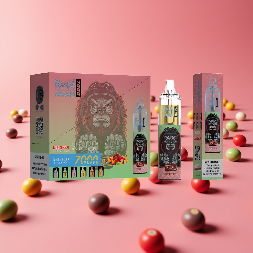 Fumot Tornado 7000 Disposable Vape Skittles, 14 ML, 850 MAH, Mesh Coil