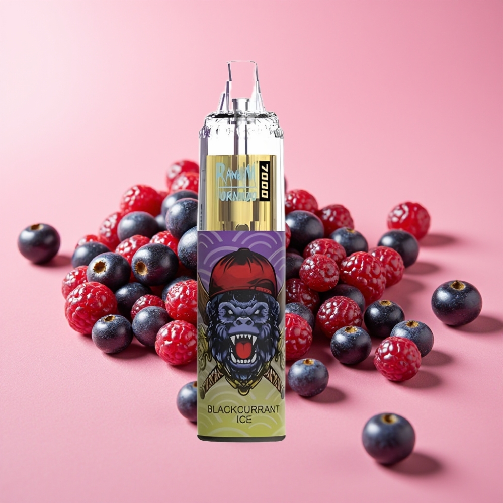 Fumot Tornado 7000 Disposable Vape Črni ribez led, 7000 Puffs, 14 ML, Mesh Coil