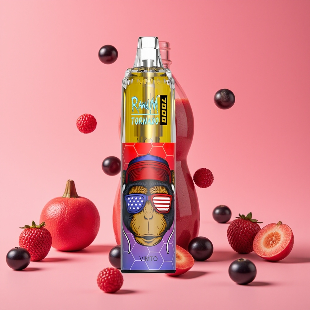 Fumot Tornado 7000 Enkratna Vape Vimto, 7000 Puffov, 14 ML, 850 MAH, Mesh Coil