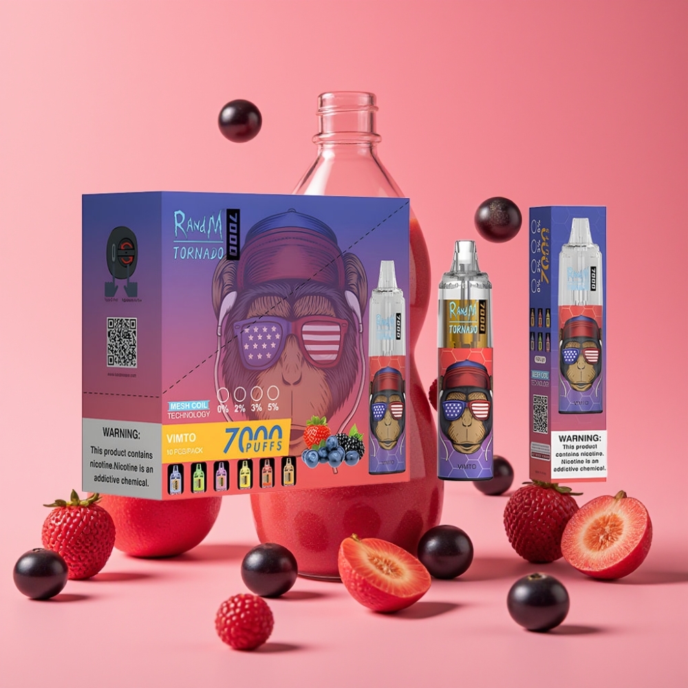 Fumot Tornado 7000 Enkratna Vape Vimto, 7000 Puffov, 14 ML, 850 MAH, Mesh Coil