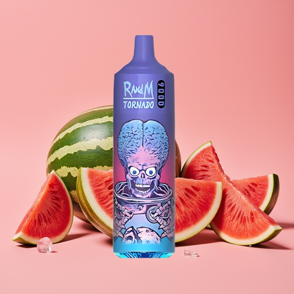 RandM Tornado 9000 Puffs 850 mAh 18 mL Mrežna tuljava RGB zaslon Watermelon Brazz Ice