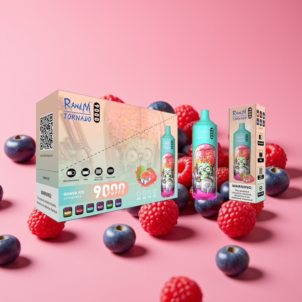 RandM Tornado 9000 Puffs Modra kisla malina, 850 mAh, 18 mL, Mesh Coil