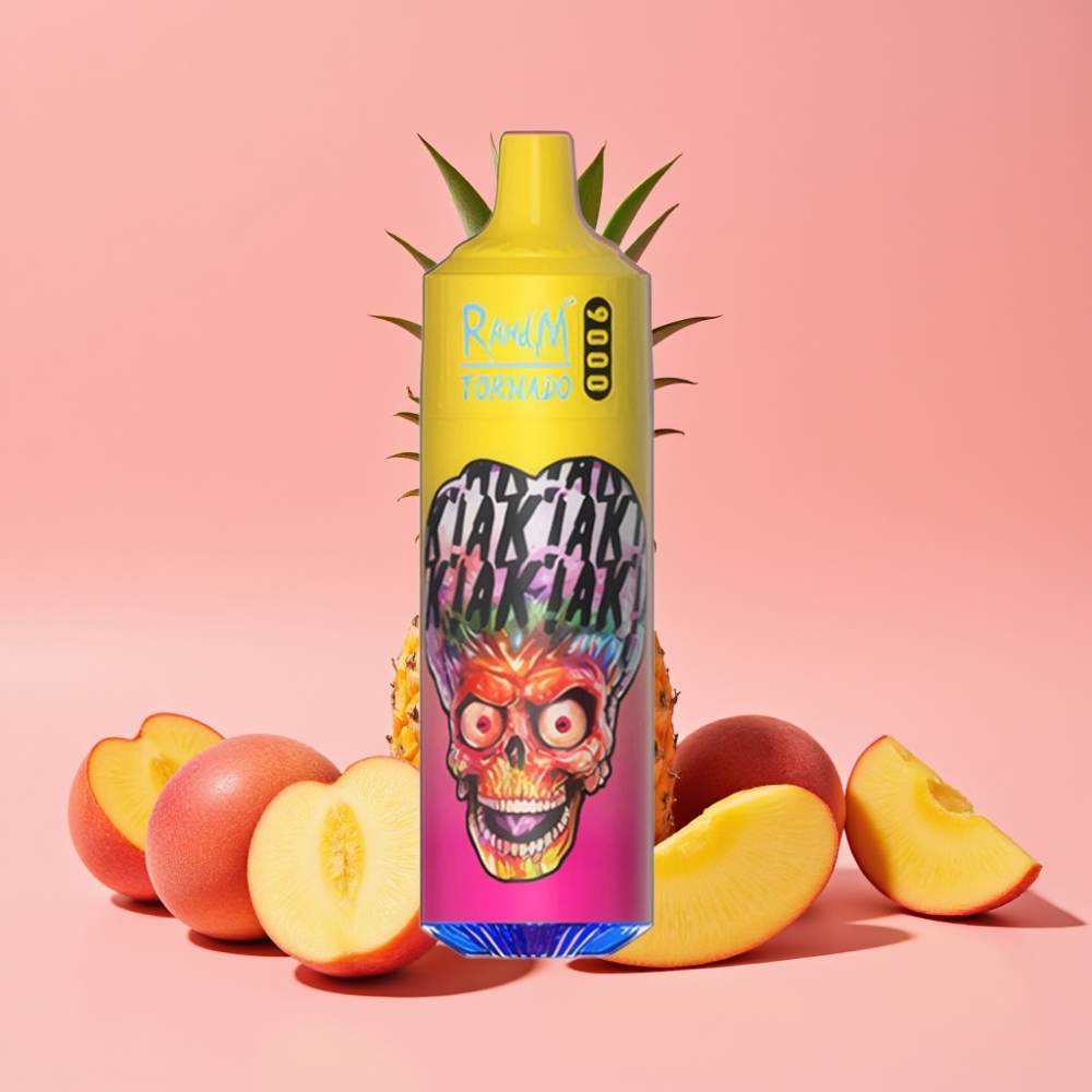 RandM Tornado 9000 Puffs Peachy Mango Pineapple 18 mL RGB Display Mesh Coil