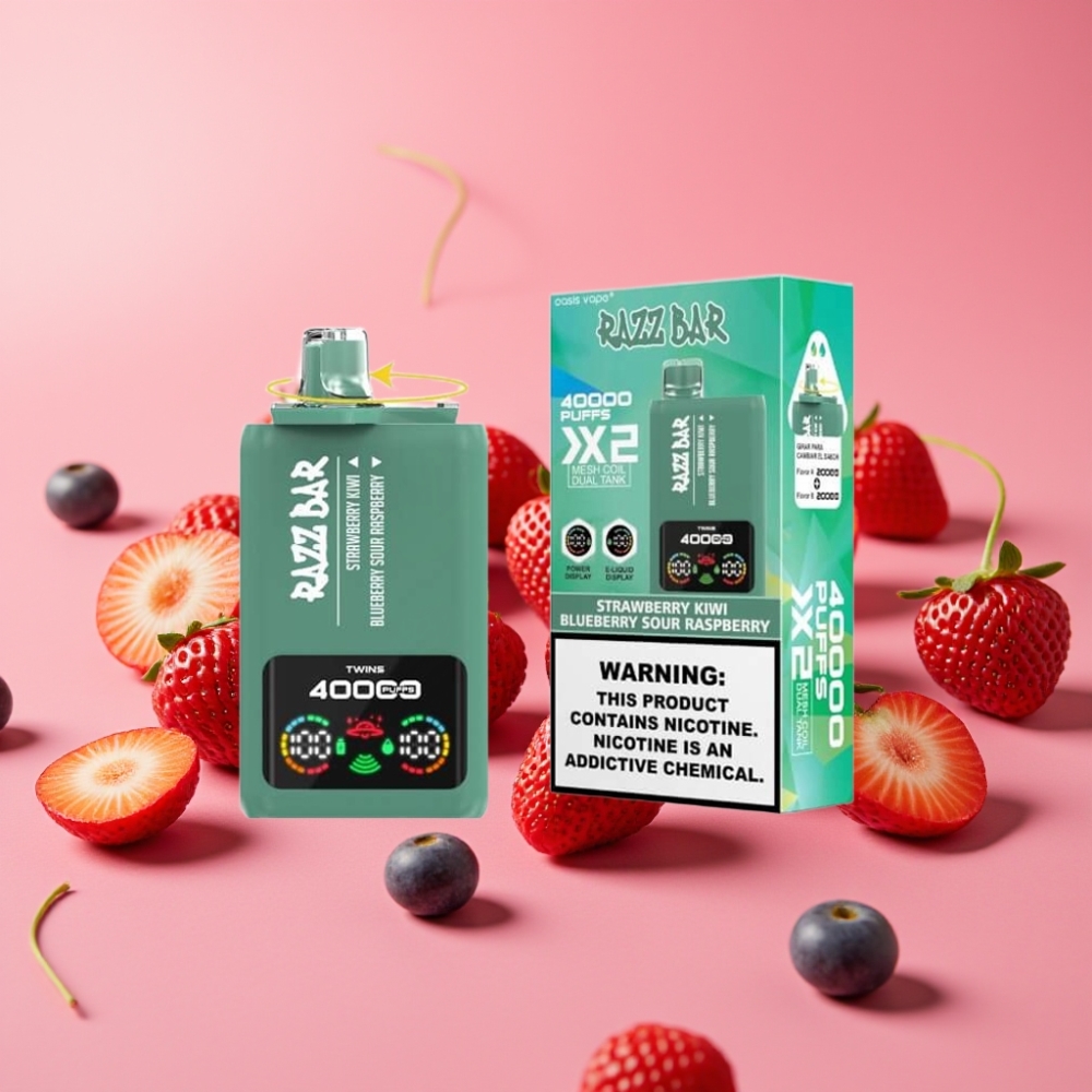 Razz Bar 40000 Puffs Disposable Vape JAGODA KIWI & BOROVNICA KISLA MALINA, 650mAh, 2%/5% Nicotine