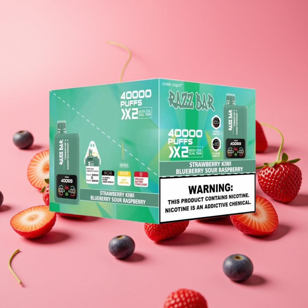 Razz Bar 40000 Puffs Disposable Vape JAGODA KIWI & BOROVNICA KISLA MALINA, 650mAh, 2%/5% Nicotine