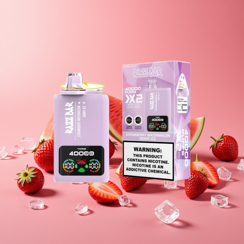 Razz Bar 40000 Puffs Disposable Vape JAGODA LUBENICA & LEDENA GROZDJE 1.0Ω×2 650mAh