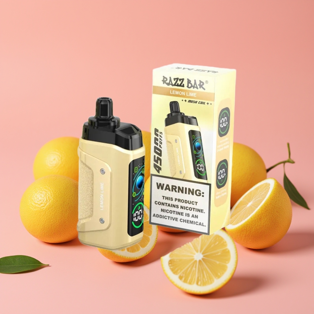Razz Bar 45000 Puffs Disposable Vape Limeta in Citrona, 1.0 Ohm Mesh, Nastavljiv Pretok Zraka, 650 mAh