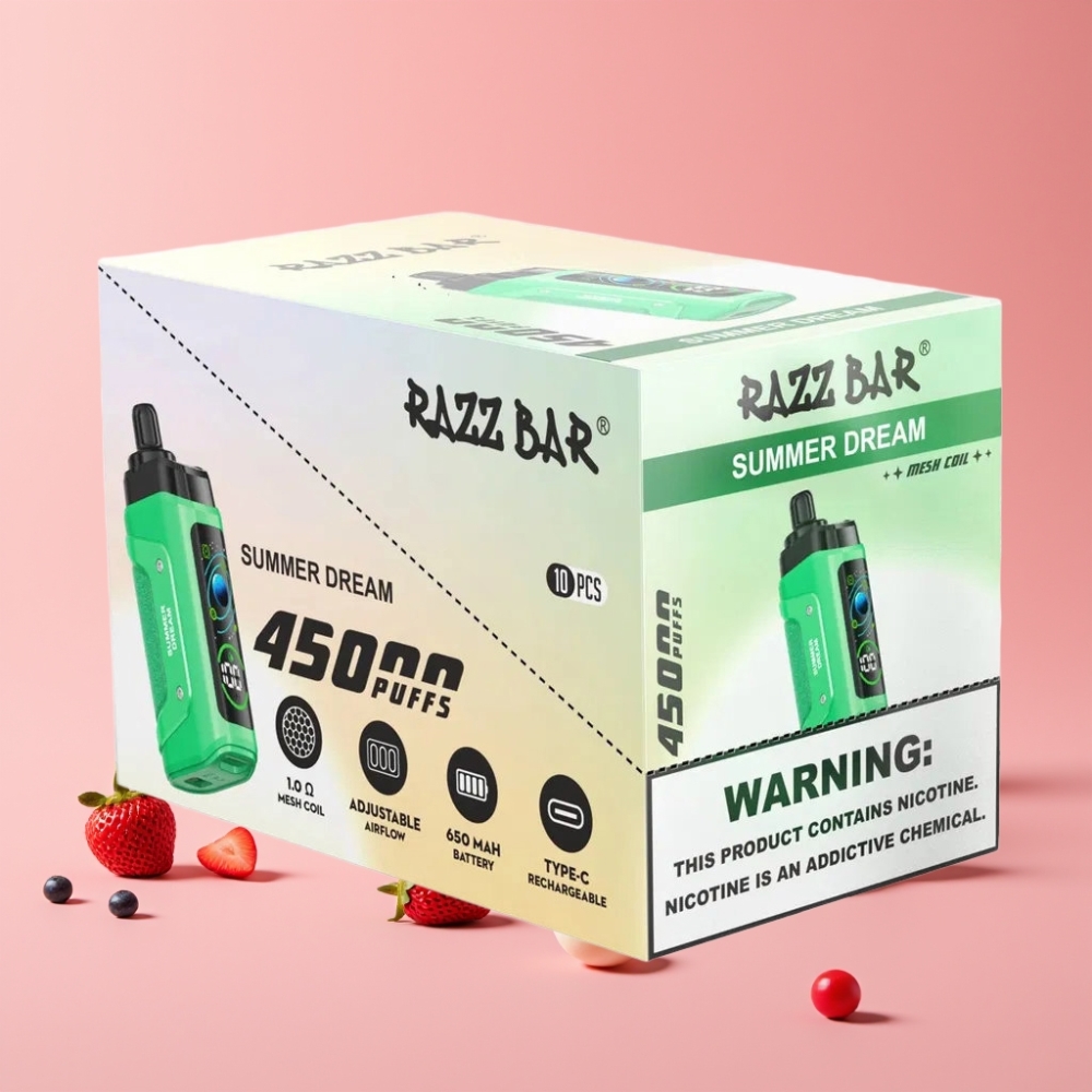 Razz Bar 45000 Puffs Disposable Vape Poletna Sanja, 1.0 Ohm Mesh, 650 mAh, Type-C